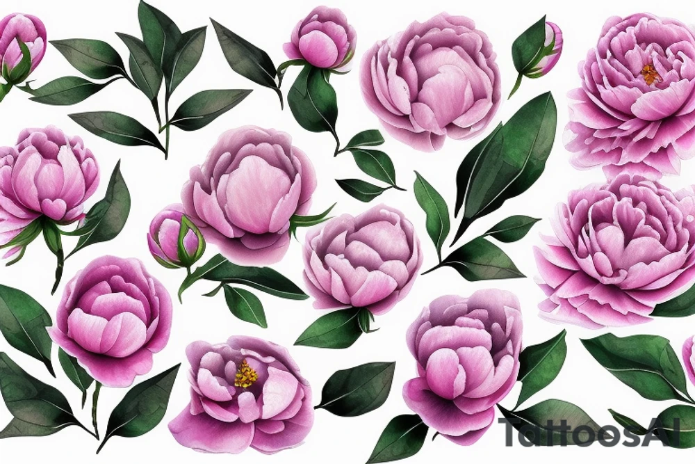 Magnolias carnation peonies roses tattoo idea