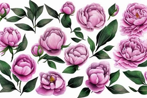 Magnolias carnation peonies roses tattoo idea
