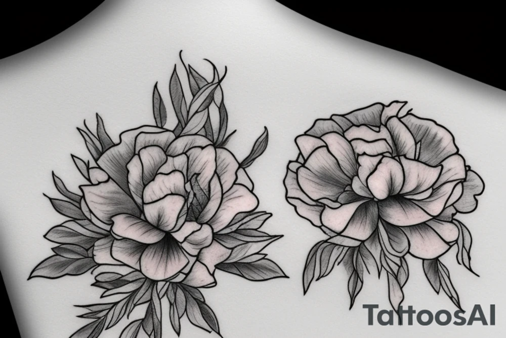 Magnolias carnation  roses tattoo idea