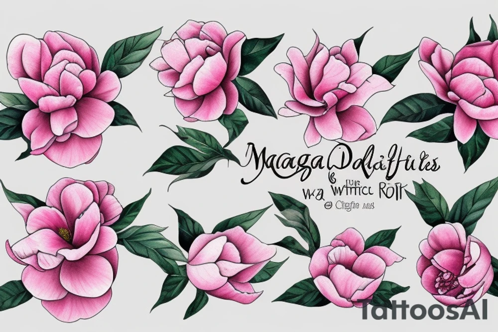 Magnolias carnation  roses tattoo idea