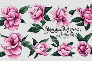 Magnolias carnation  roses tattoo idea