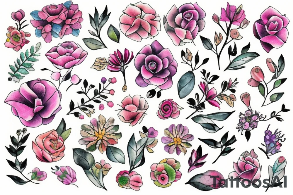 Flowers whimsical tattoo idea