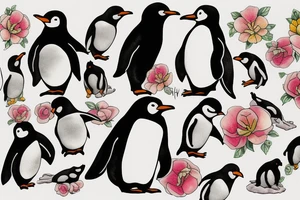 Minimal penguin whimsical tattoo idea