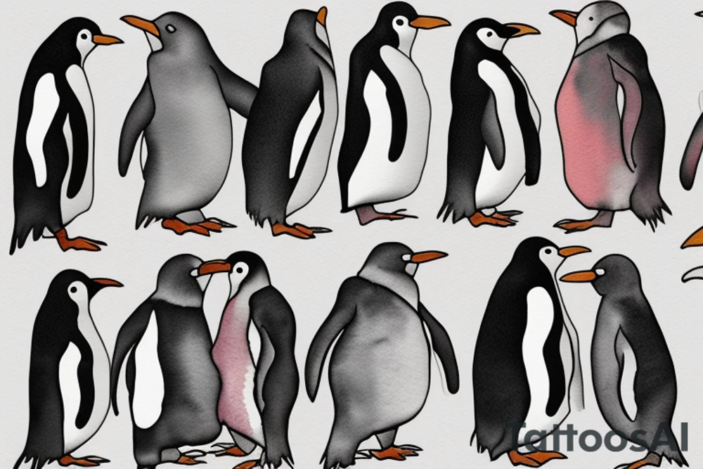 Minimal penguin whimsical tattoo idea