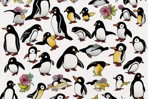 Minimal penguin whimsical tattoo idea