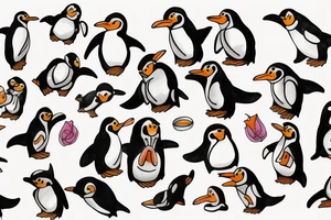 Outline penguin whimsical tattoo idea