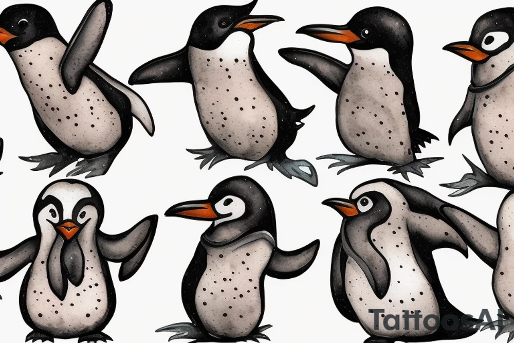 Outline penguin tattoo idea