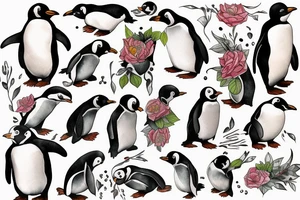 Outline penguin tattoo idea