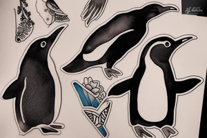 Outline penguin cute tattoo idea