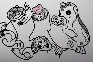 Outline penguin cute tattoo idea