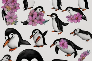 Outline penguin cute tattoo idea