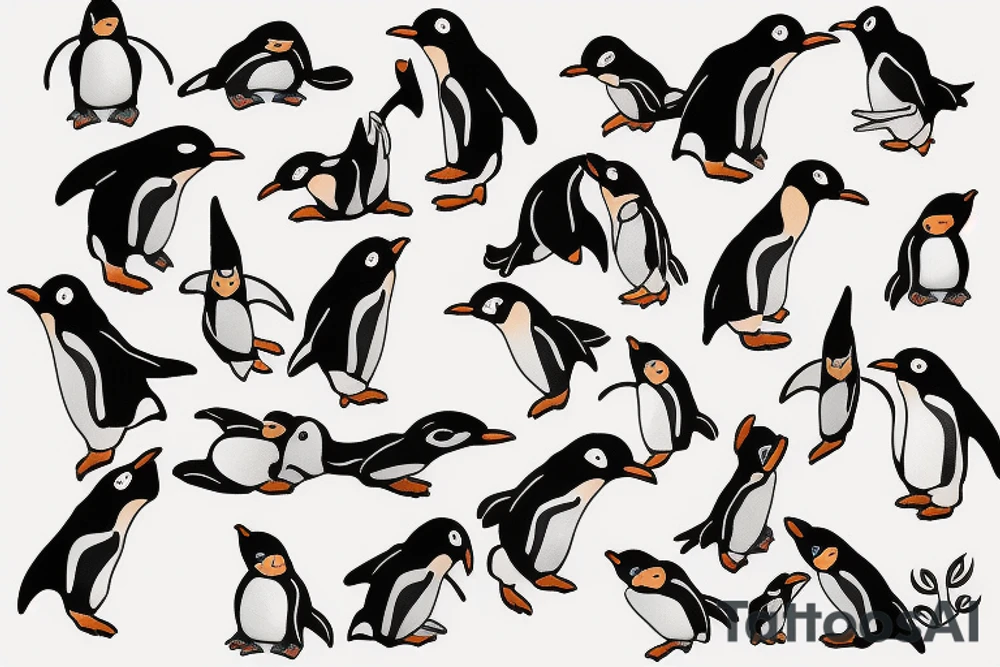 Outline penguin cute tattoo idea