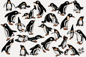 Outline penguin cute tattoo idea
