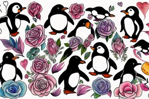 Outline penguin cute tattoo idea