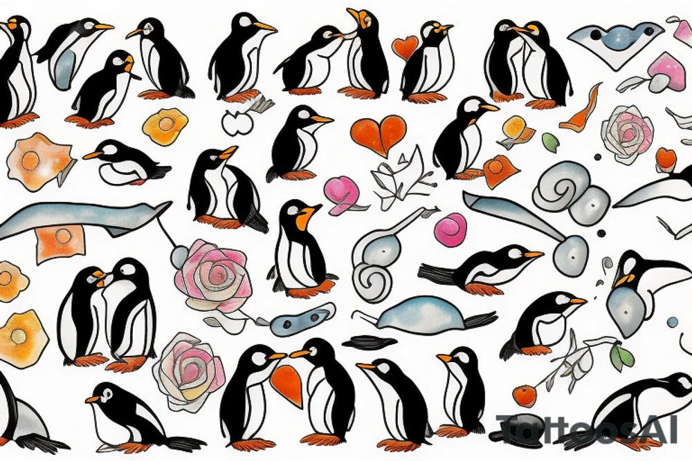 Outline penguin cute tattoo idea