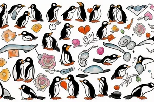Outline penguin cute tattoo idea