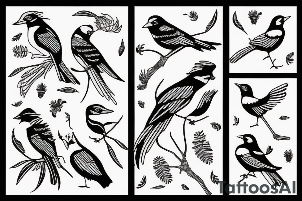 Magpie bird tattoo idea