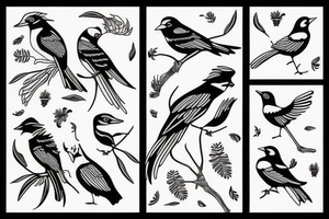 Magpie bird tattoo idea