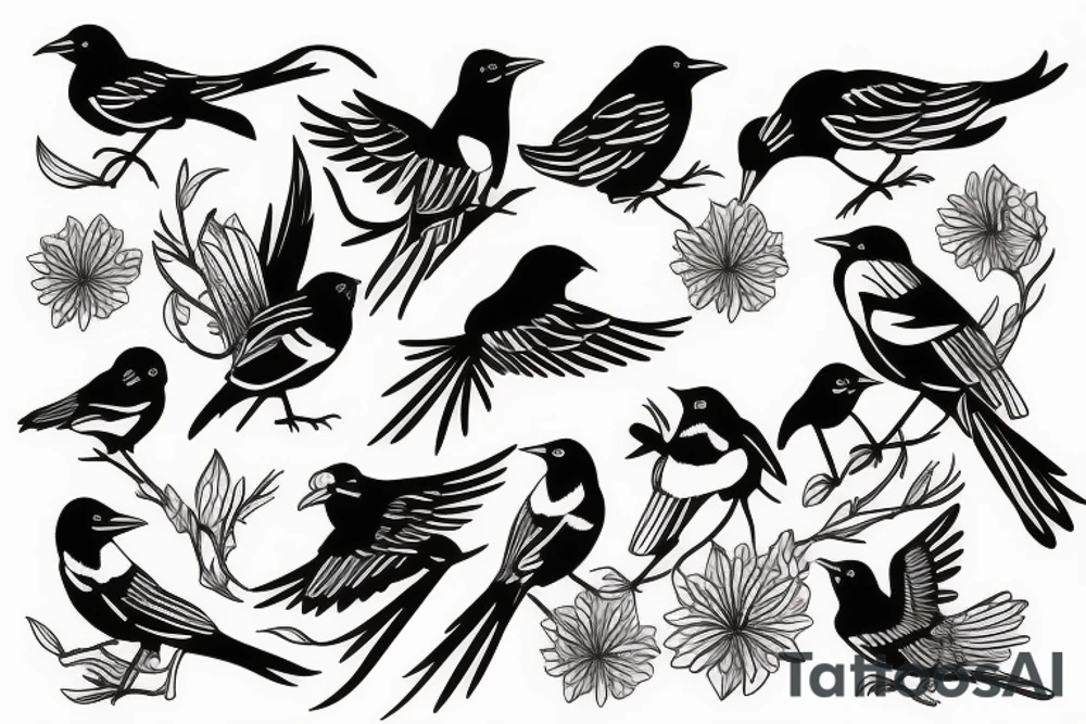 Magpie bird tattoo idea