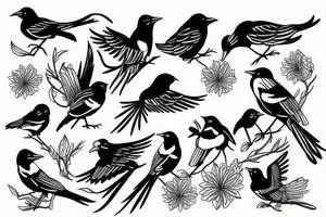 Magpie bird tattoo idea