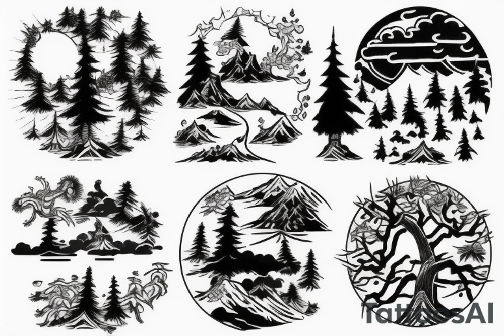 pine trees tattoo idea
