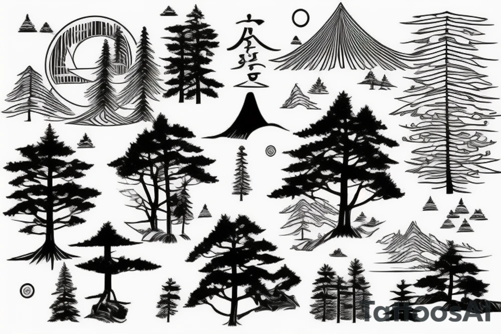 pine trees tattoo idea