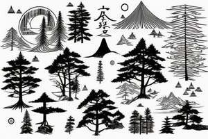 pine trees tattoo idea
