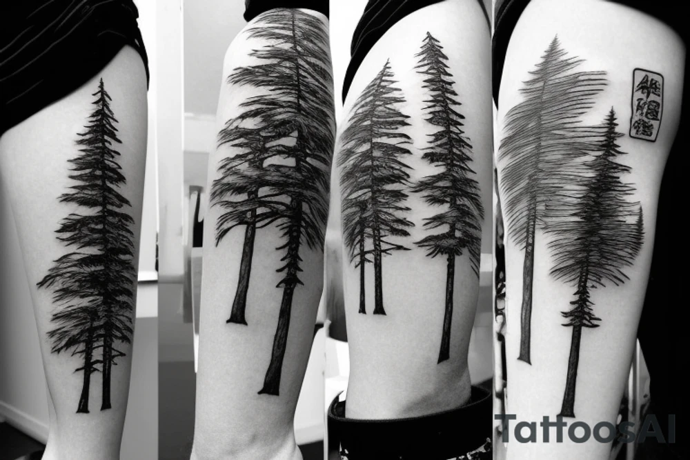Three pine trees next to eachother, the one in the center is largest tattoo idea