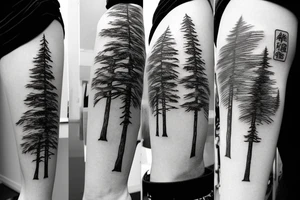 Three pine trees next to eachother, the one in the center is largest tattoo idea