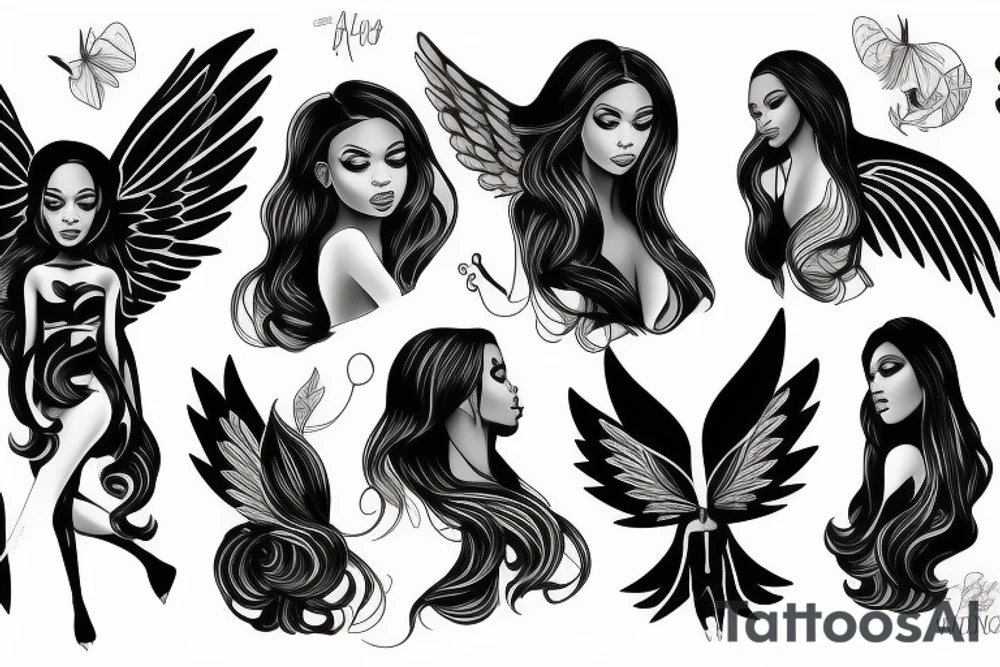 Black female Angel tattoo idea