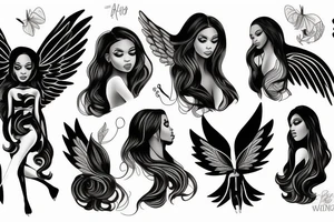 Black female Angel tattoo idea