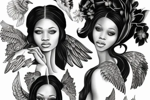 Black female Angel tattoo idea
