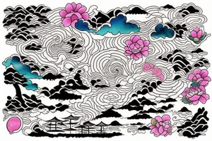 I want a little tattoo that’s a picture, colored, rectangular and in this rectangle landscape in Japanese style tattoo idea