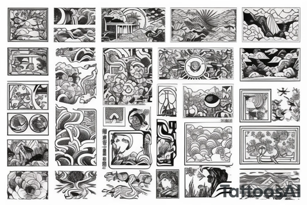 I want a little tattoo that’s a picture, colored, rectangular and in this rectangle landscape in Japanese style tattoo idea