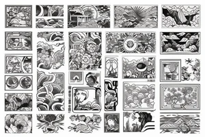 I want a little tattoo that’s a picture, colored, rectangular and in this rectangle landscape in Japanese style tattoo idea
