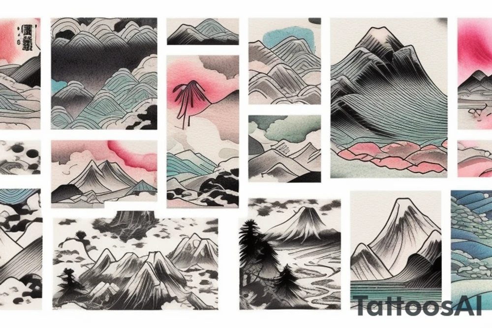 I want a little tattoo that’s a picture, colored, rectangular and in this rectangle landscape in Japanese style tattoo idea