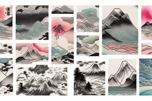I want a little tattoo that’s a picture, colored, rectangular and in this rectangle landscape in Japanese style tattoo idea