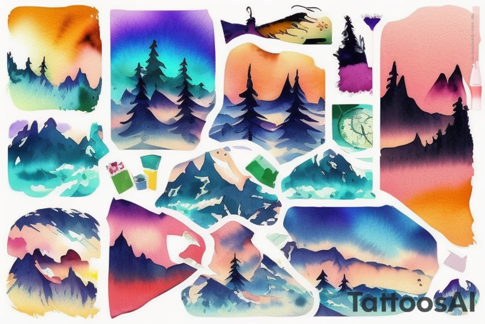 colourful landscape. tattoo idea