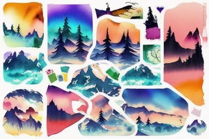 colourful landscape. tattoo idea