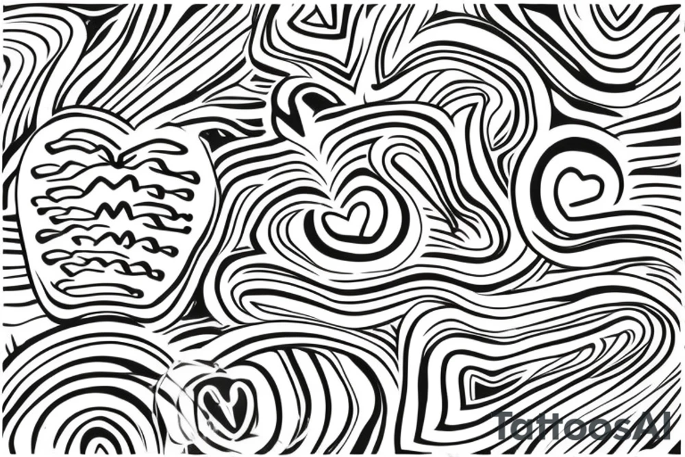 A simple, continuous line forming a heartbeat pattern, with a small heart shape in the middle, and the date "17-04-2023" incorporated into the design tattoo idea