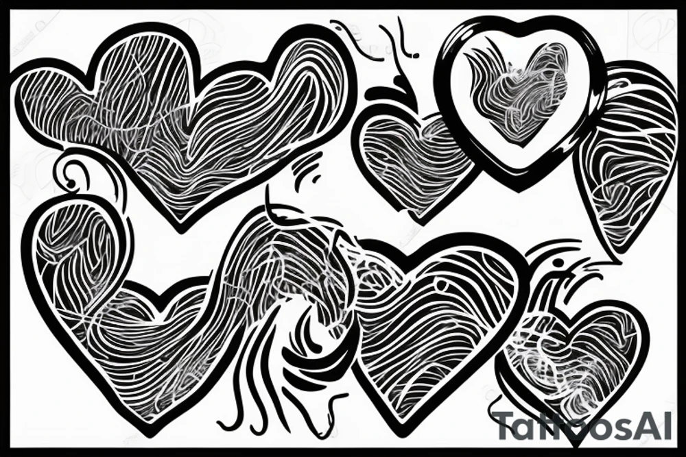 A simple, continuous line forming a heartbeat pattern, with a small heart shape in the middle, and the date "17-04-2023" incorporated into the design tattoo idea