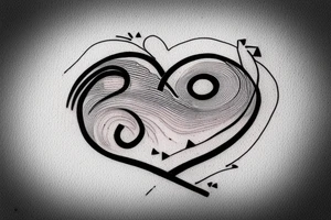A simple, continuous line forming a heartbeat pattern, with a small heart shape in the middle, and the date "17-04-2023" incorporated into the design tattoo idea