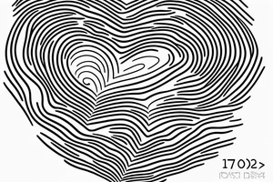 A simple, continuous line forming a heartbeat pattern, with a small heart shape in the middle, and the date "17-04-2023" incorporated into the design tattoo idea