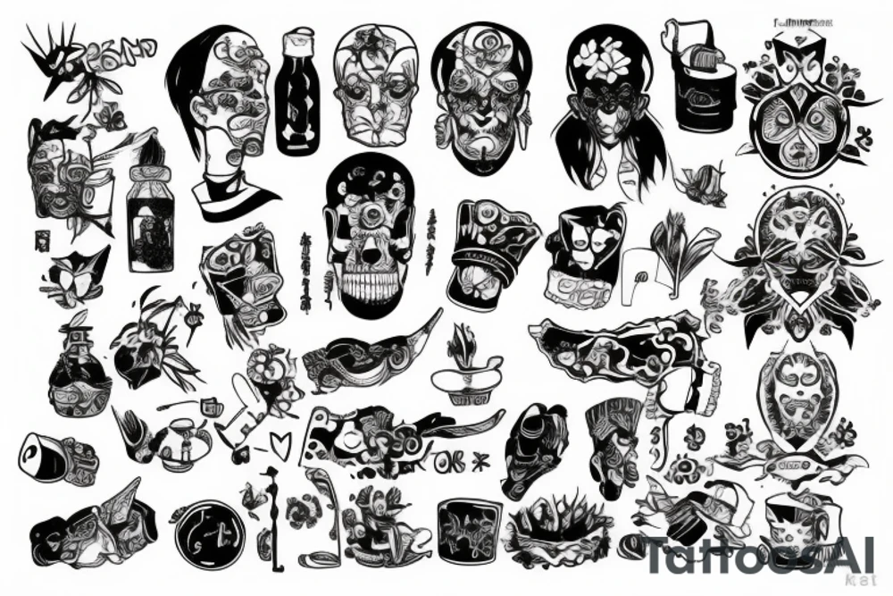 full slave, trash polka + japanese tattoo idea