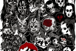 on full arm, trash polka + japanese, black end red
no skulls tattoo idea