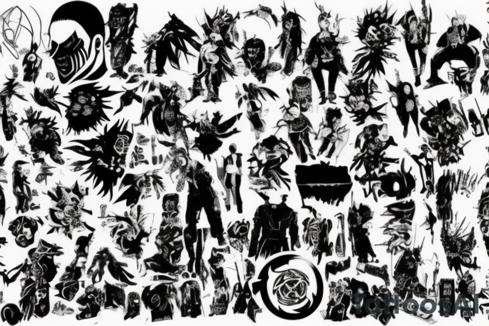 on full arm, trash polka + japanese, black end red
no skulls tattoo idea on full arm, trash polka + japanese, black end red
no skulls tattoo idea