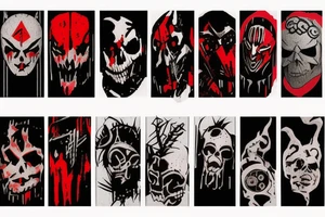 on arm, trash polka, black end red
no skulls tattoo idea