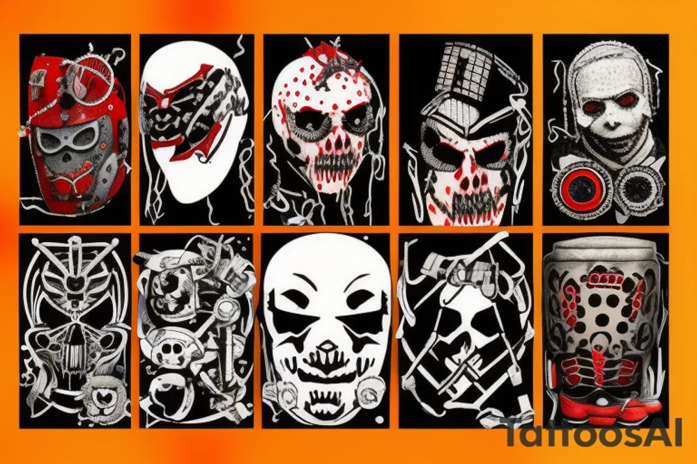 on arm, trash polka, black and red,
no skulls tattoo idea