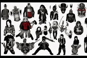on arm, trash polka, black and red,
no skulls tattoo idea