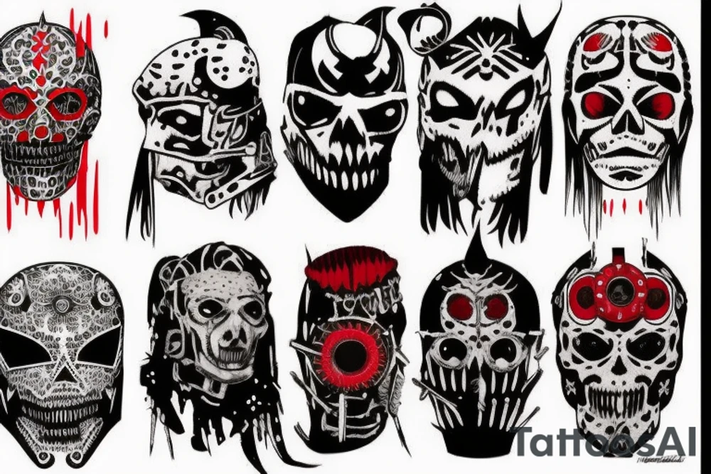 on arm, trash polka, black and red,
no skulls tattoo idea